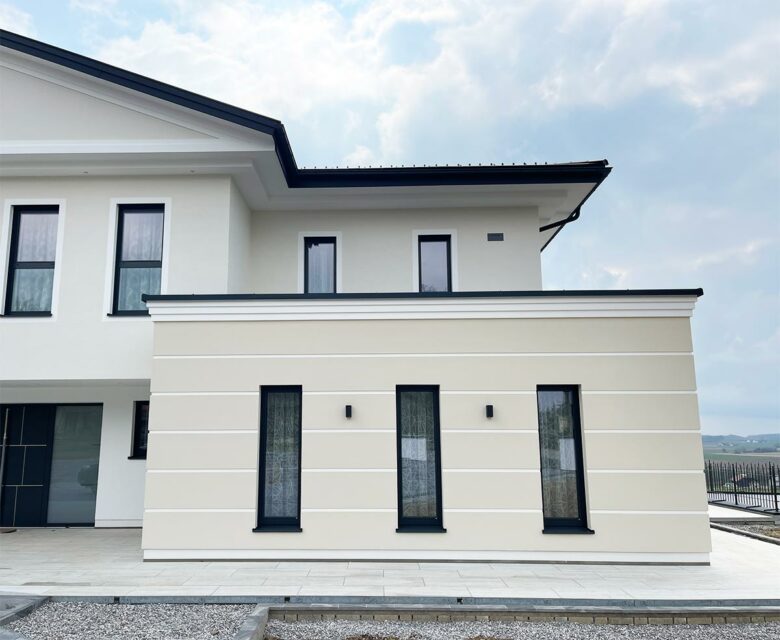 Decorative pilaster strips Cornices Swiss villa facade