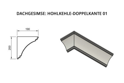Cornices: Double edge with concave groove 01