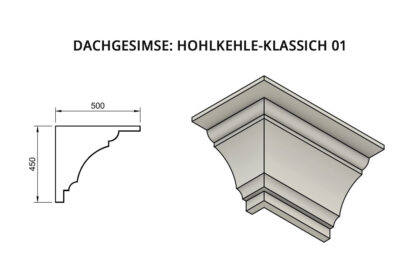 Dachgesimse: Hohlkehle-Klassich 01