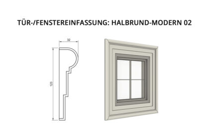 Tür-/Fenstereinfassung: Halbrund-Modern 02