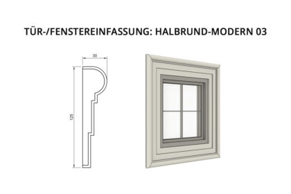 Tür-/Fenstereinfassung: Halbrund-Modern 03