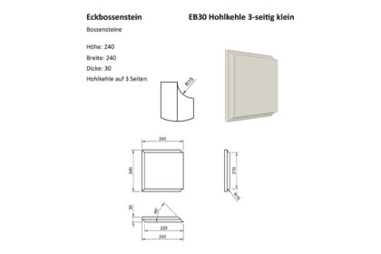 Bossensteine: EB30 Hohlkehle 3-seitig klein