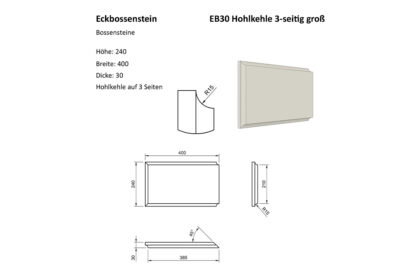 Bossensteine: EB30 Hohlkehle 3-seitig groß