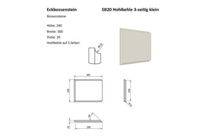 Bossensteine: EB20 Hohlkehle 3-seitig klein